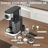 Vista 7 de COWSAR Máquina de café expreso de 20 bares, máquina comercial de café con leche y capuchino con espumador de leche automático, para café molido