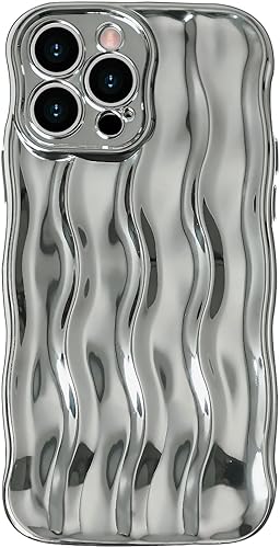 Miniatura 1 de Anuck Funda para iPhone 13 Pro Max con borde ondulado, diseño de patrón de ondulación de agua, linda forma de marco rizado ondulado, suave,
