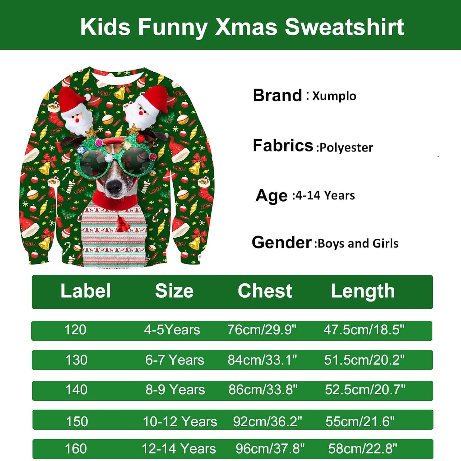 Xumplo Kids Ugly Christmas Sweatshirts Boys Girls Funny 3D Graphic Xmas Clothes Top Child Long Sleeve Crewneck Pullover - Image 7