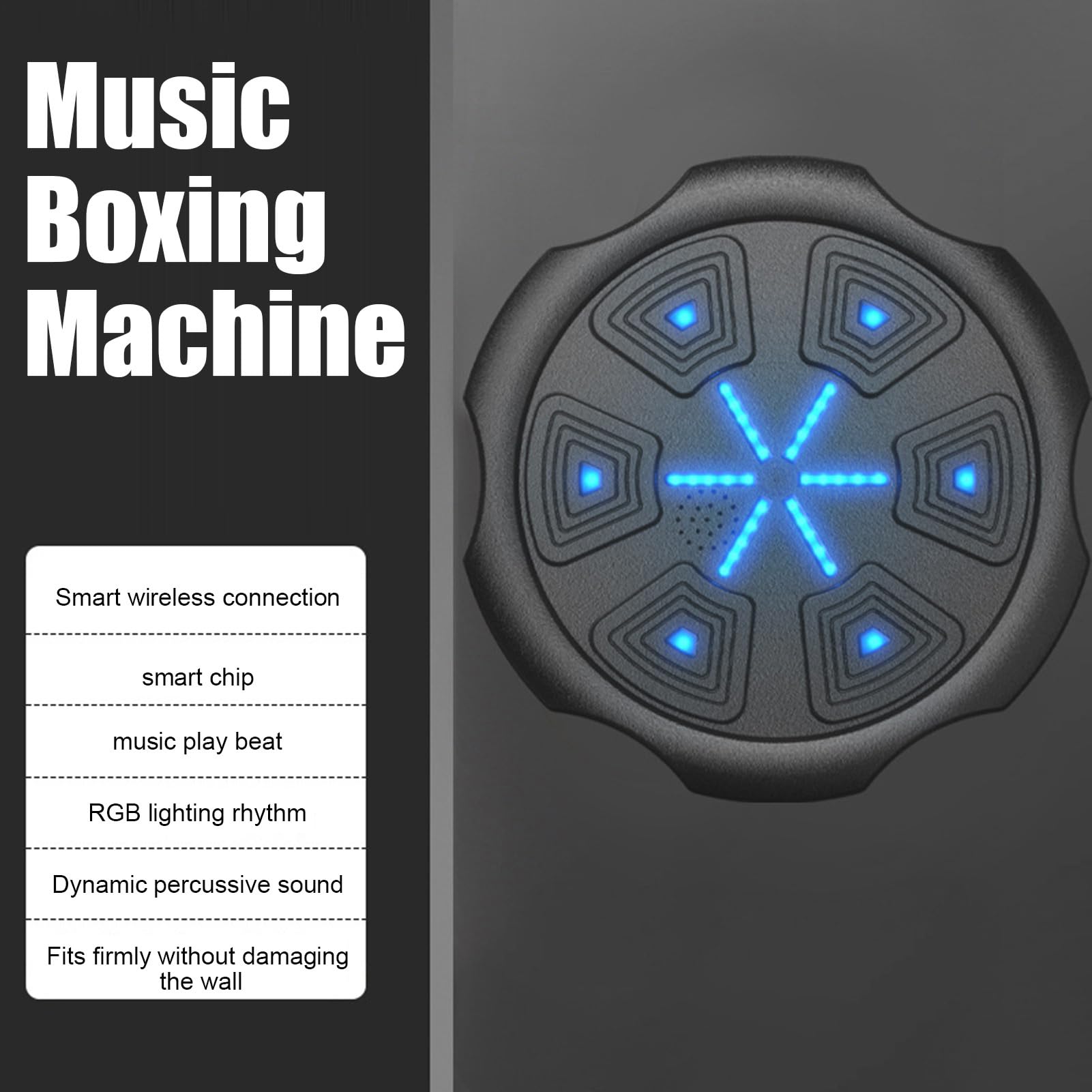Macchina musicale da boxe, da parete, per punzonatrice e boxe, 2000 mAh, ricaricabile, per adulti, per allenamento, coordinazione occhio-mano, famiglia, fitness, divertimento