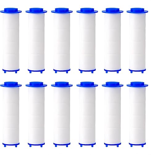 12 cartuchos de repuesto de algodón PP para cabezal de ducha de iones de 3.34 x 0.94 pulgadas, filtro de cabezal de ducha, núcleo de filtro de agua