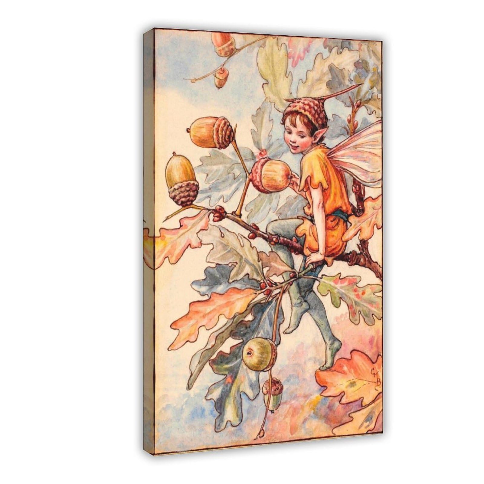 WCYB Acorn Fairy by Cicely Mary Barker Posters Prints Canvas Deco Paintings Wall Art Hangable Frame 24" L X 36" W