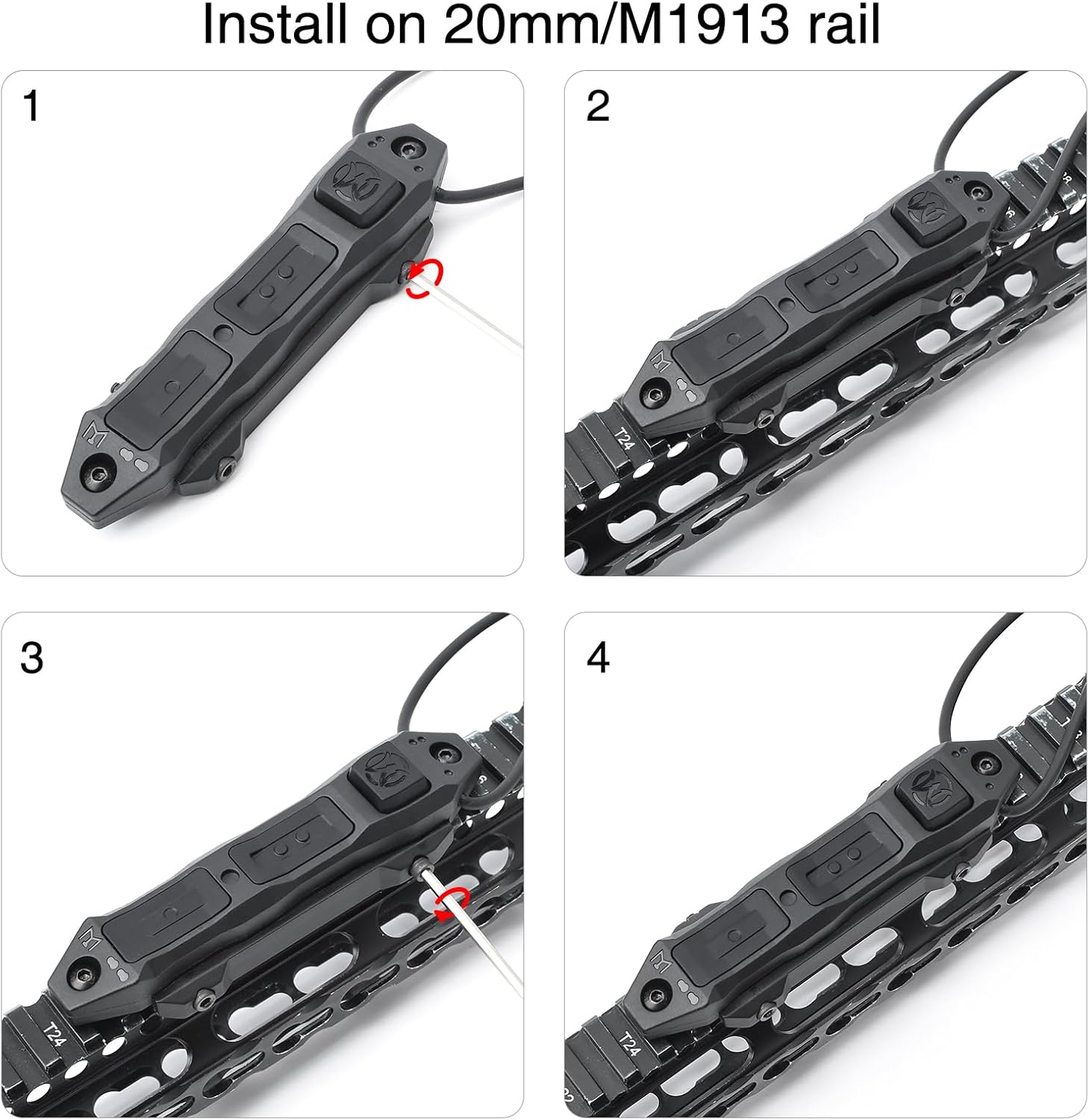 Dual Pressure Switch, with SF + 2.5mm Plug for M300 / M600 Weapon Light Scout Light Tactical Flashlights + PEQ DBAL NGAL Laser Sight, Fit for 20mm Picatinny Mlok Keymod Rail (BK)