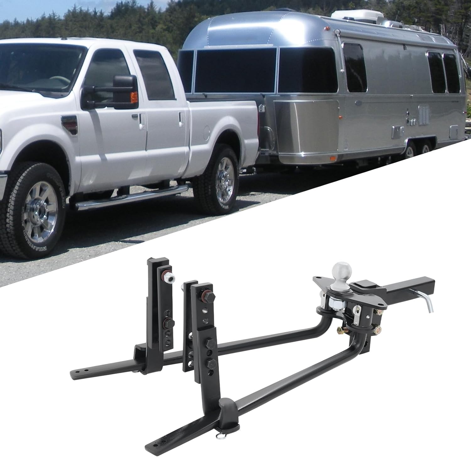 Weight Distribution Hitch with Sway Control for Trailer, RV & Camper Towing – Heavy Duty 2" Adjustable Trailer Hitch, Complete Mounting Kit, Fits Up to 7 Inch Trailers Frames (8000 lbs Capacity)