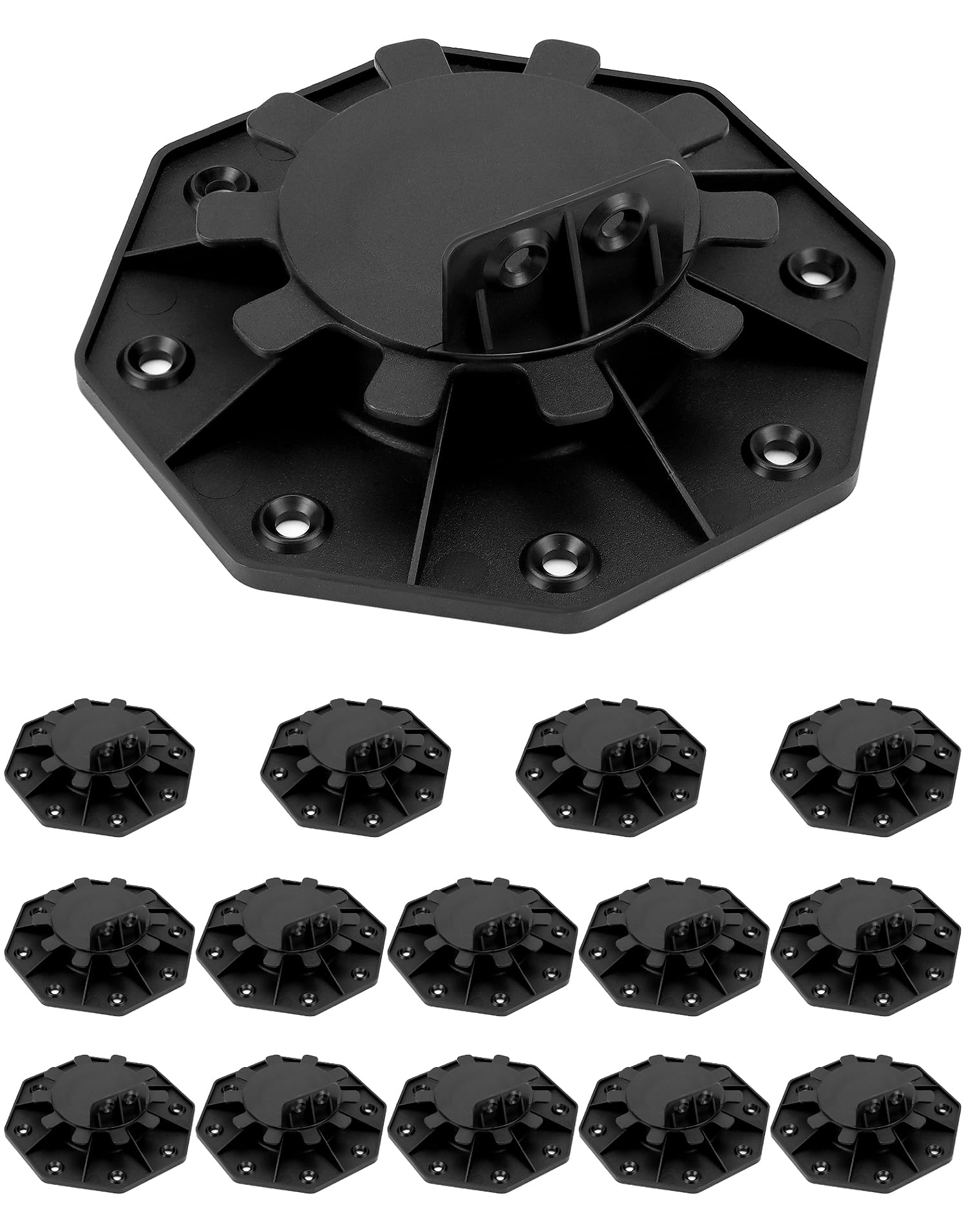 QWORK® Piedistalli per terrazze regolabili da 15 pezzi 30-60 mm, adatti per tavole per terrazze in legno/WPC/alluminio
