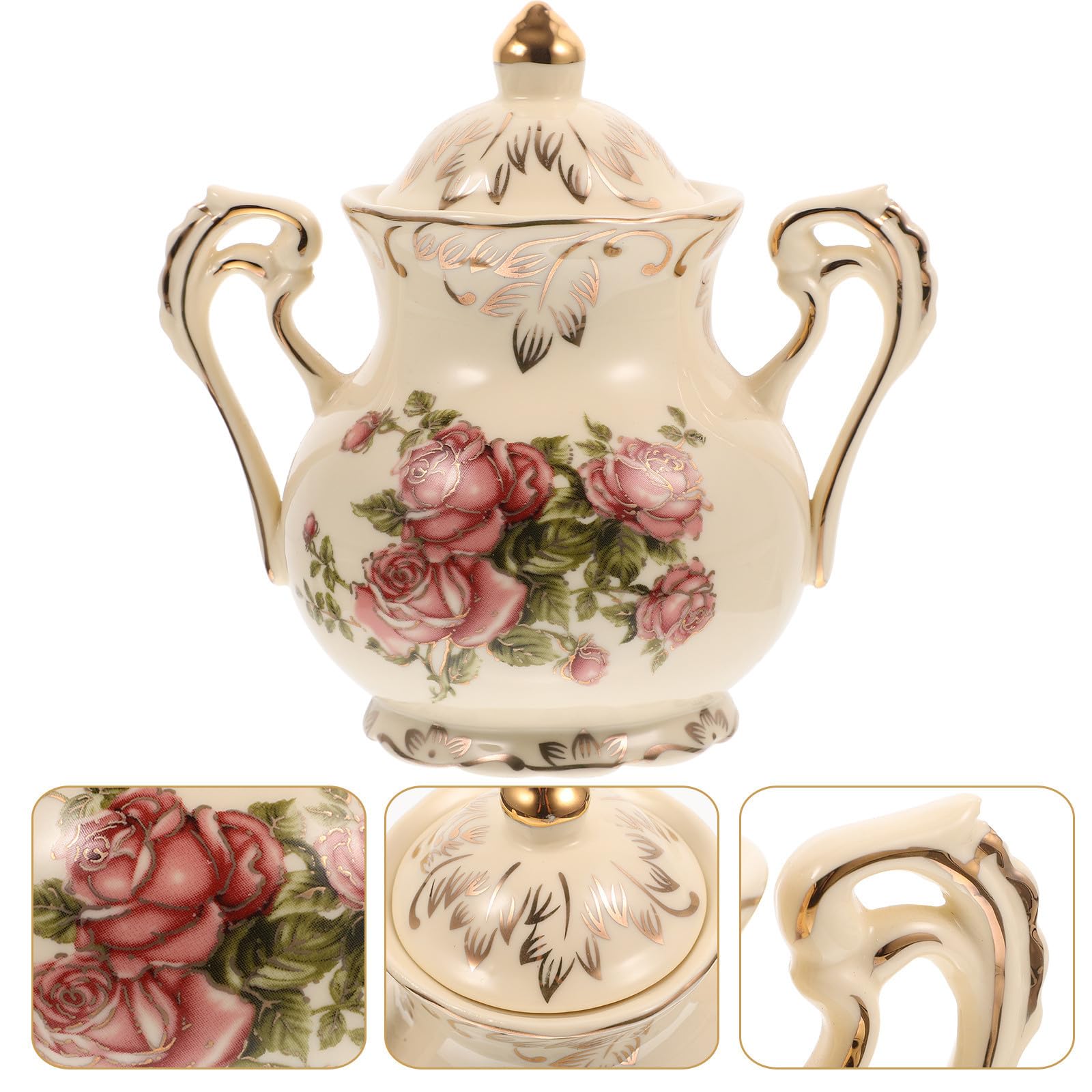 GALPADA Barattolo in Ceramica Vintage 350ml Coperchio per Zucchero