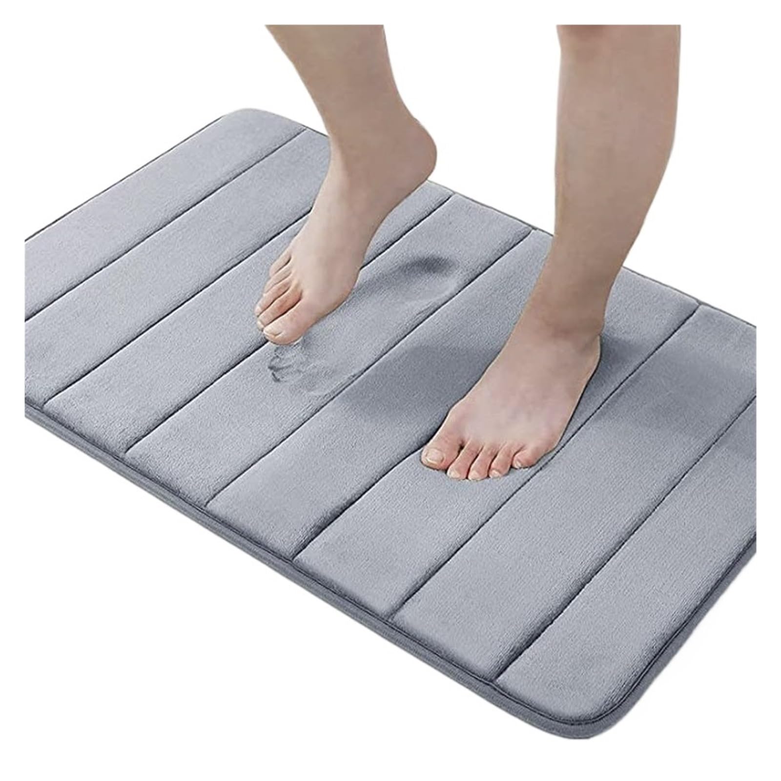 Badezimmerteppich, Weicher, Saugfähiger Memory Foam-Bodenteppich, Dickes Korallensamt-Fußpolster, rutschfeste Toiletten-/Badematte, Dekor(Gray Blue,50x80cm)