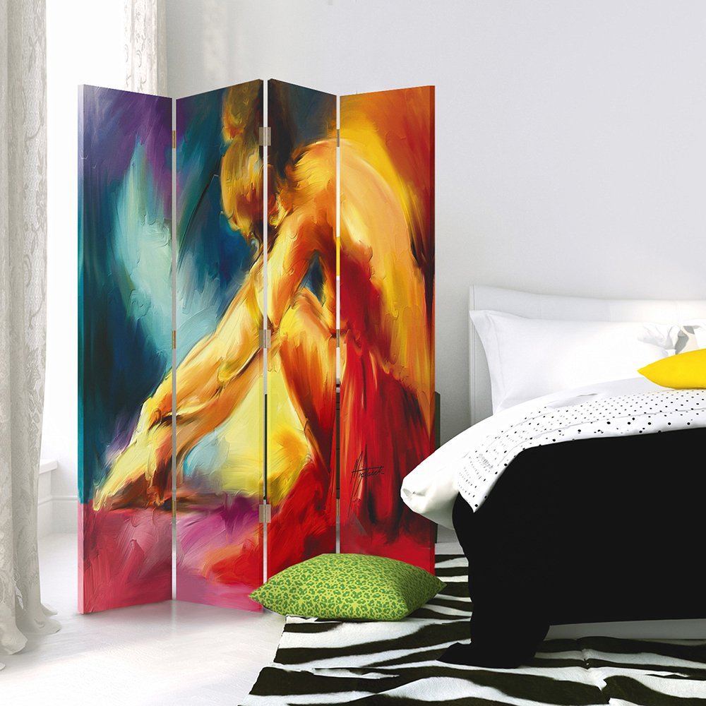 Paravent Femme Séparateur à Inversion de Sens Rouge 145x180 cm