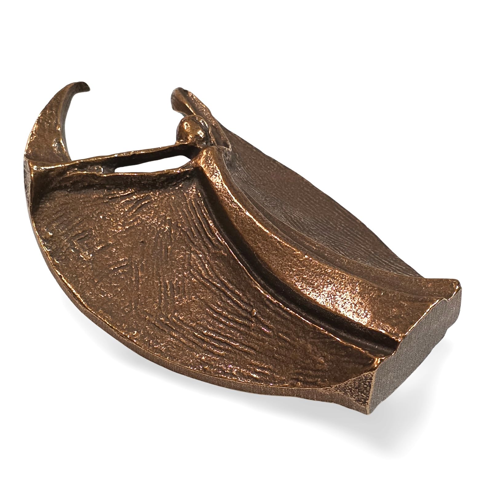 Herzmensch Musikengel mit Posaune 11 cm aus massiver antik Goldener Bronze als Deko Engel zu Weihnachten oder Geschenk zum Geburtstag und für Musikliebhaber