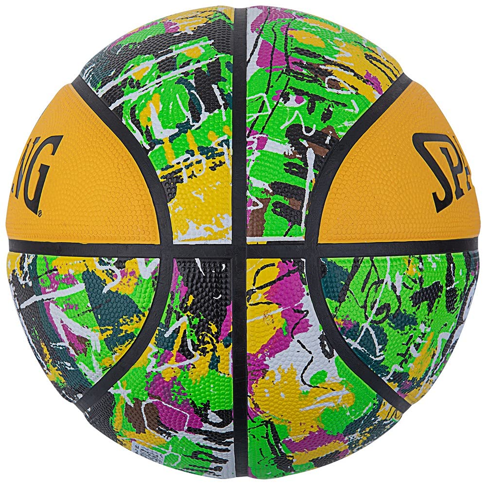Spalding 84-374Z Basketball, Graffiti, Green x Yellow, No. 7 Balls, Basketball, Basket