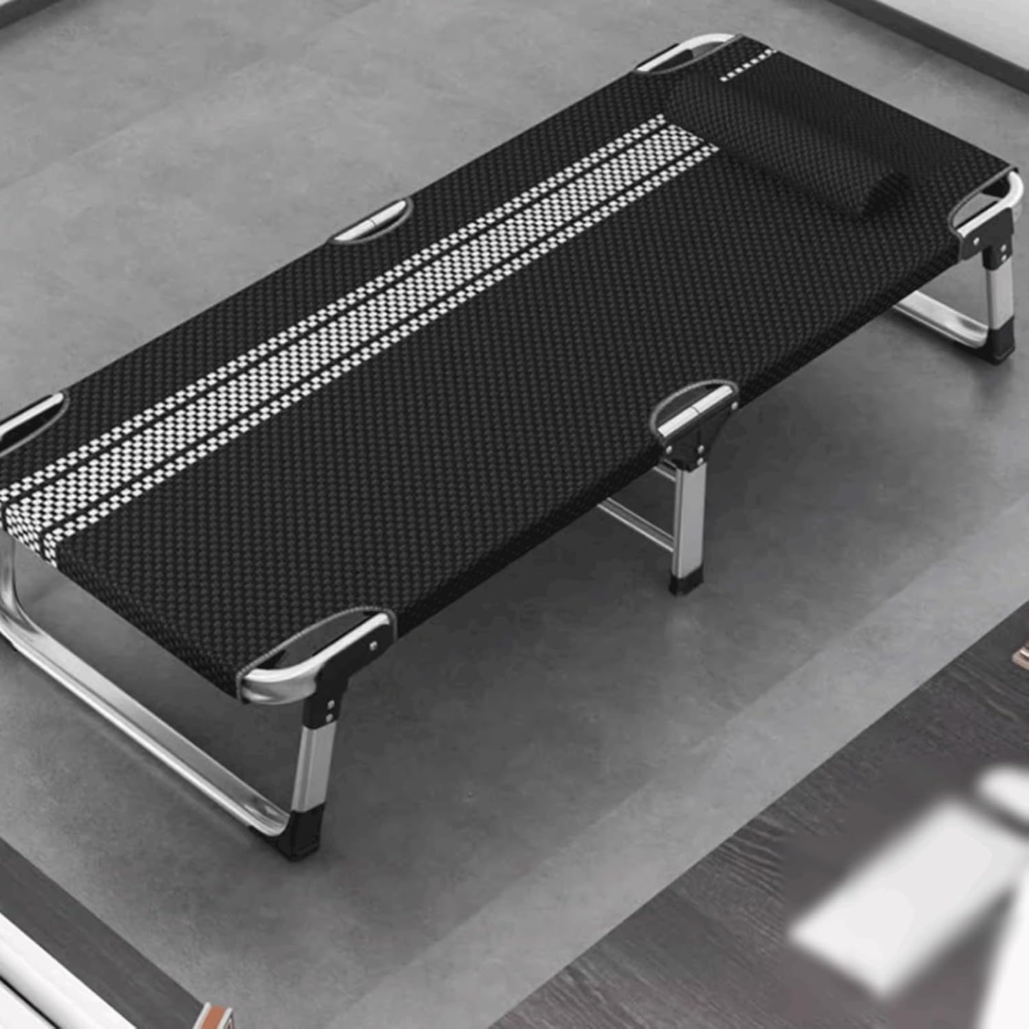 Opvouwbaar kampeerbed van aluminiumlegering met kussen Draagbare reiskampeerbedjes Ademend opvouwbaar logeerbed voor volwassenen