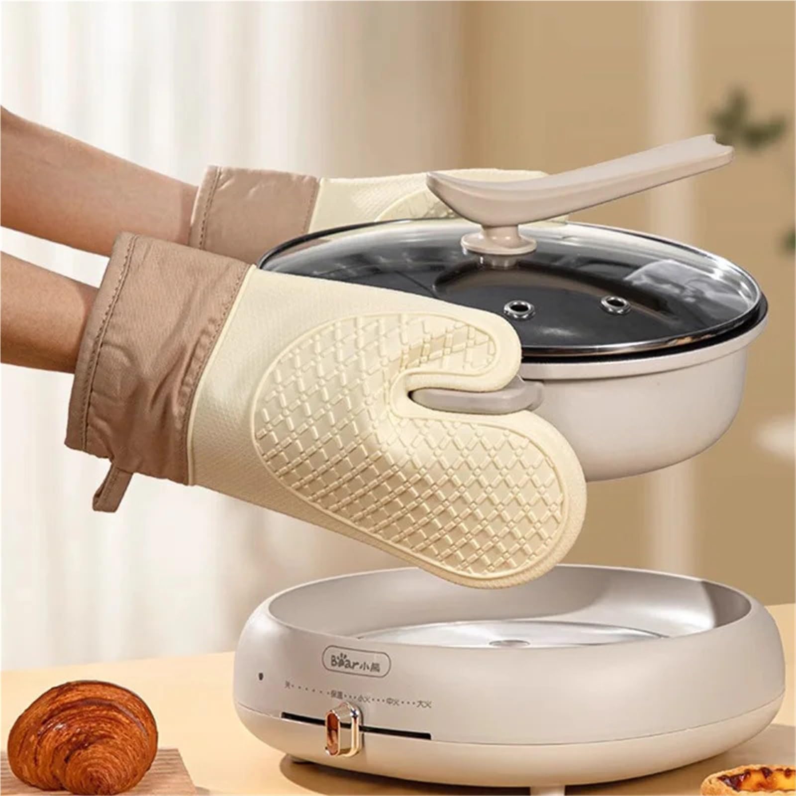 Gants de Cuisine résistants à la Chaleur, en Silicone Isolant, compatibles Micro-Ondes et Multicolores