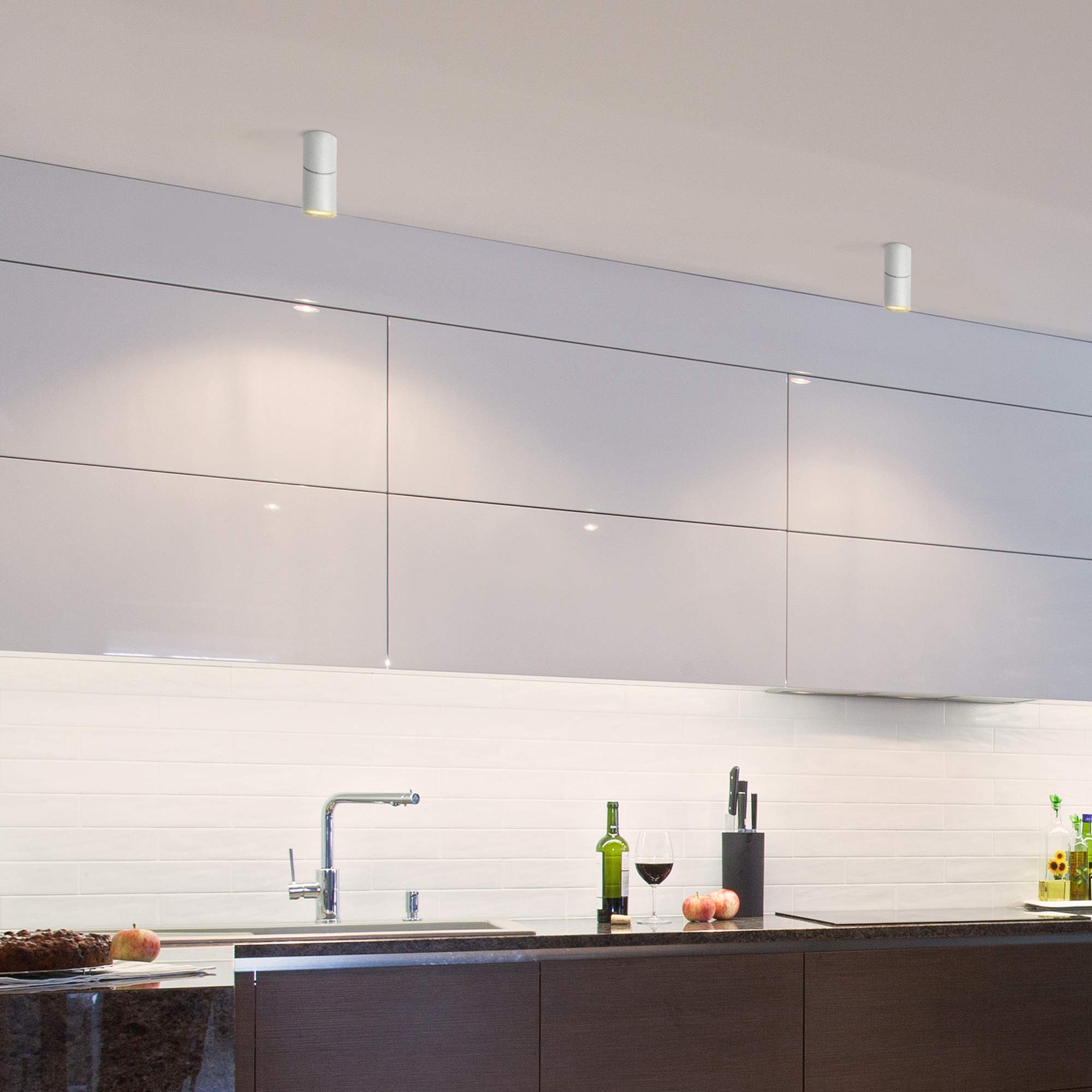 SSC-LUXon TOBI-L Deckenstrahler 3 Stück Wand & Decke weiß | Drei weiße Spotstrahler für Wand & Decke - dreh- & schwenkbar bis 350°, Zylinder-Design, GU10 Fassung (ohne Leuchtmittel)