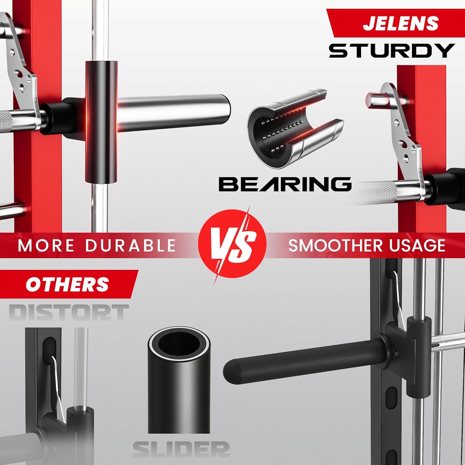 SR01 Smith Machine, 2000LBS Multi-Function Power Cage with LAT Pulldown System, All-in-One Home Gym Squat Rack with Smith Bar and Training Attachments for Full Body Workouts