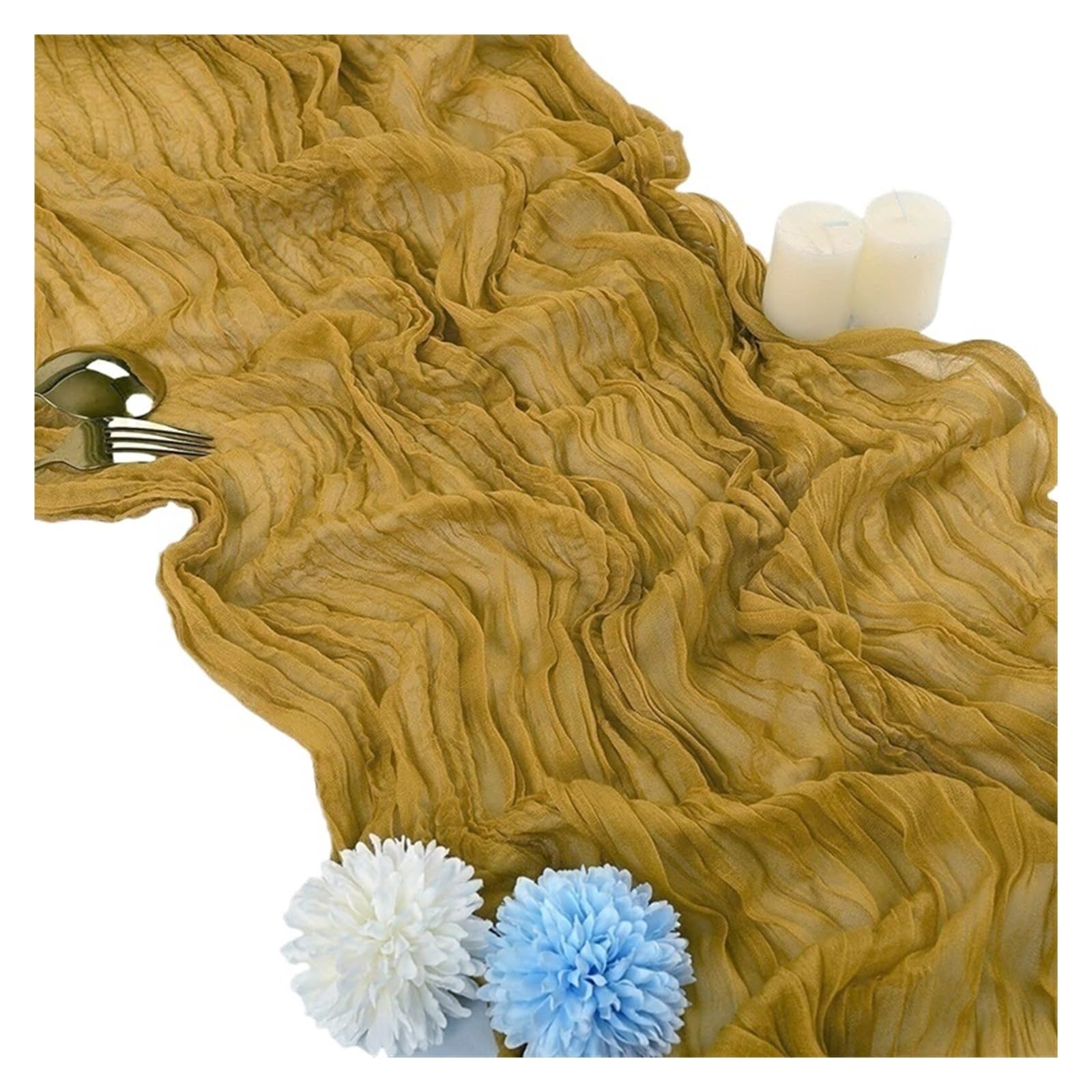 Chiffon Table Runner Table Runner Gauze Wedding Decoration Tablecloth Shower(Ginger,90X180cm)