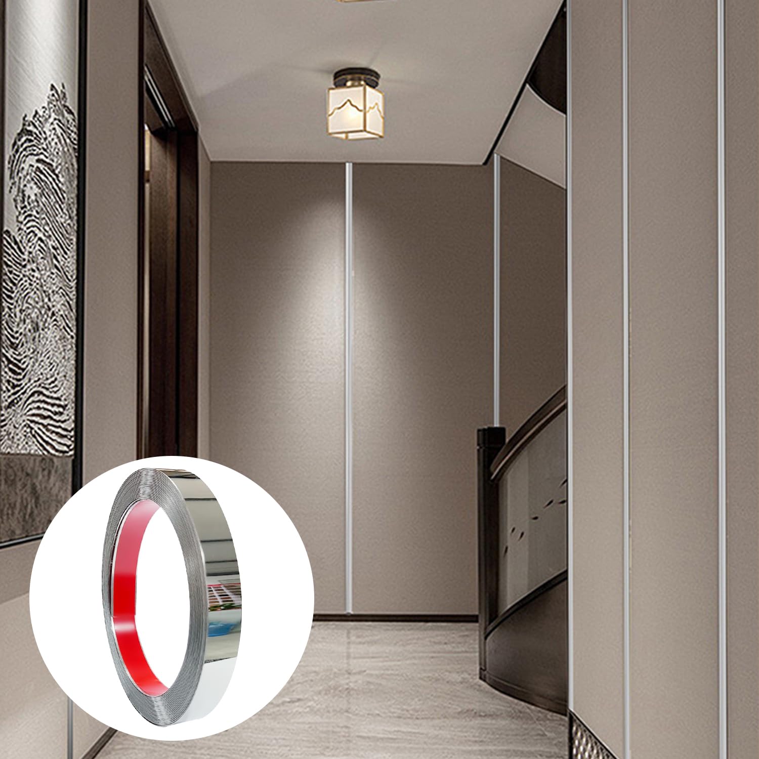 Cornice Autoadesiva In Acciaio Inox Spazzolato - 5m X 5cm Per Pareti, Soffitti, Mobili