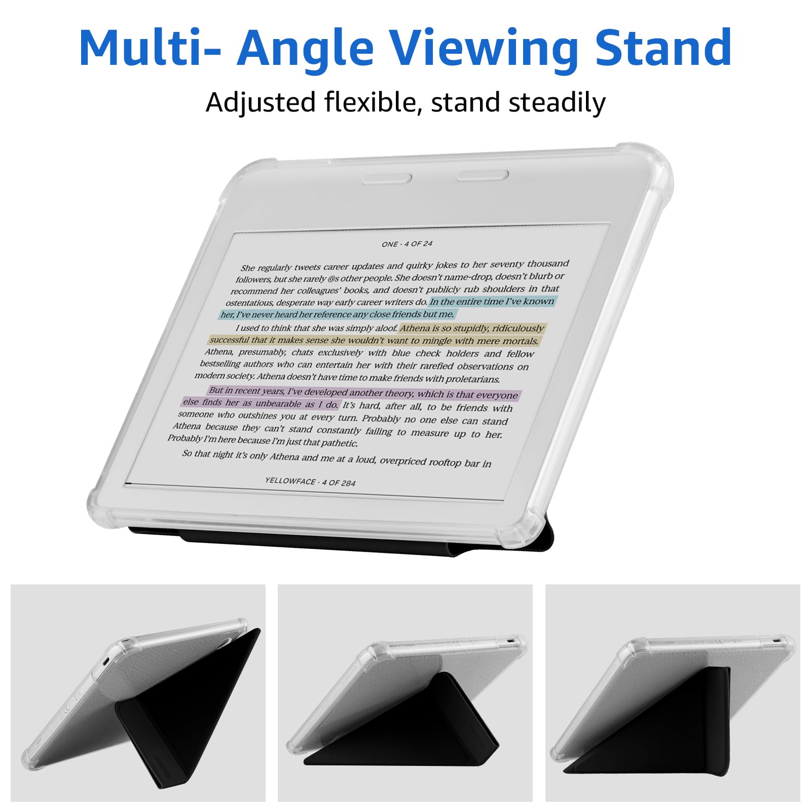 Custodia HGWALP Per Kobo Libra Colour E Kobo Libra 2 (2024/2021) – TPU Trasparente, Auto Sleep/wake, Stand Multi-angolo, Viola - 4