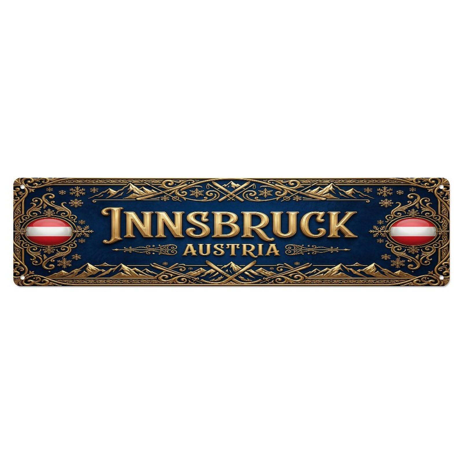 Xanthor Style Metal Tin Sign Vintage Innsbruck Austria Flag Pattern 1