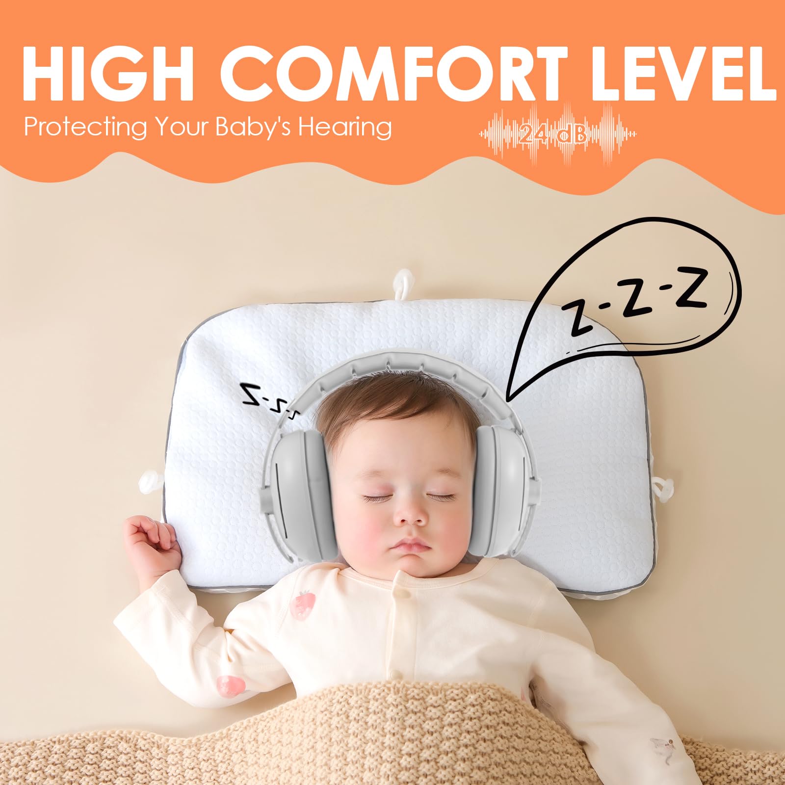 Paraorecchie per bambini, 2 in 1, per neonati, con fascia regolabile e imbottita, paraorecchie per bambini fino a 48 mesi, adatto per dormire, viaggiare in ambienti rumorosi