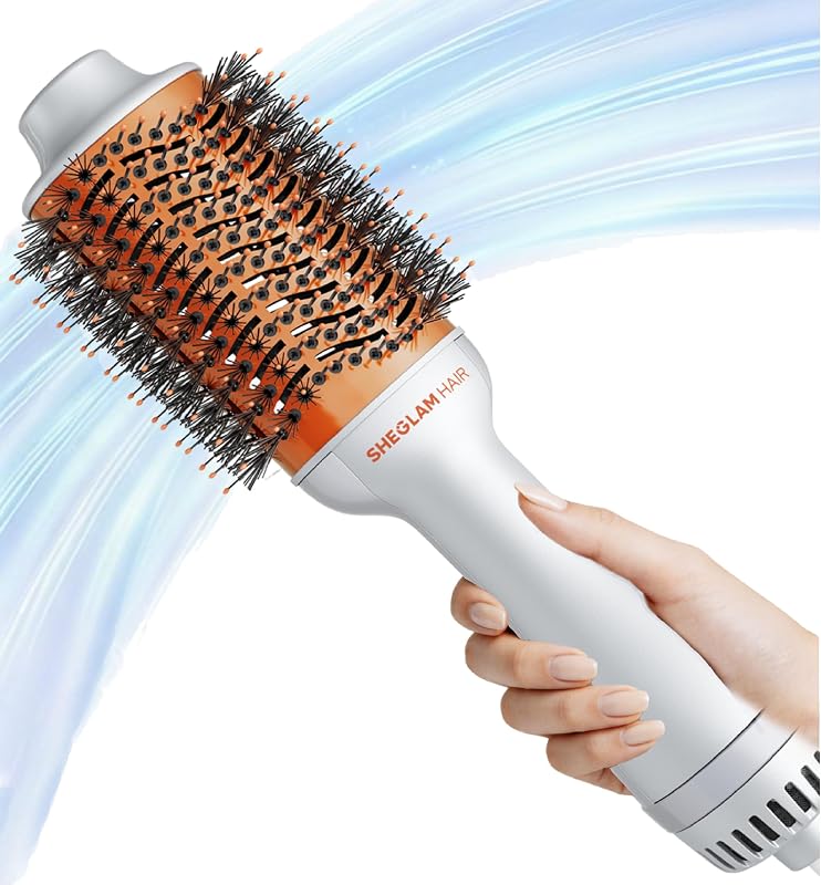 4-in-1 Hot Air Brush - Hair Dryer & Styler with 33000 RPM Motor, Gloss PRO Coating for Shine, 3 Heat Settings, Tangle-Free Ionic Bristles for Frizz-Free Blowouts (US Plug)