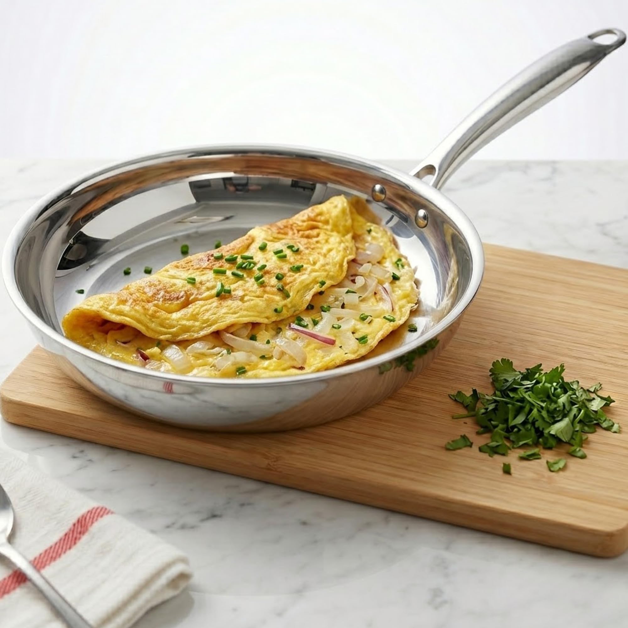 SOLARA Triply Stainless Steel Fry Pan 18 cm, Tri-Ply Induction Compatible Frying Pan, Heavy Bottom Skillet, PFOA-Free, Gas & Induction Safe, Durable Kitchen Cookware-image-12