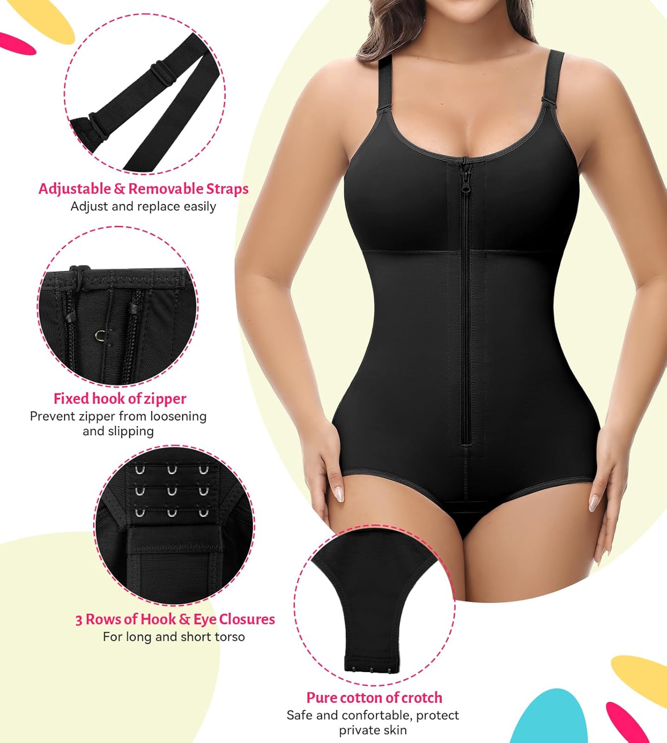 SHAPSHE Fajas Colombianas Moldeadoras Body Shaper Post Surgery Compression Garment Shapewear Tummy Control with Zipper - Image 6