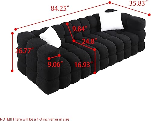 Miniatura 2 de Dolonm Sofá moderno con patas de plástico, tapizado de 3 plazas con 2 almohadas, muebles de decoración para sala de estar, dormitorio, oficina, 84