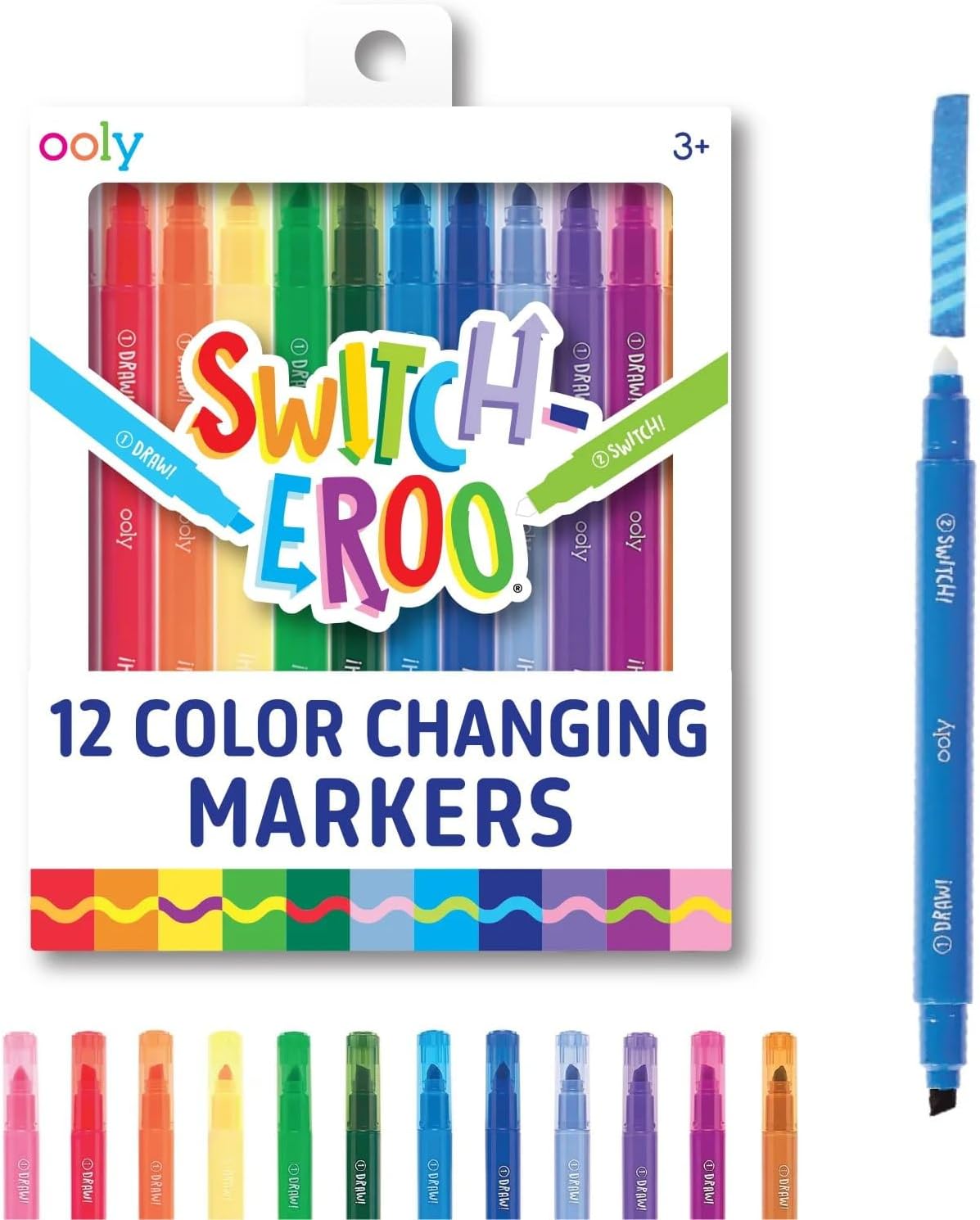 OOLY, Switch-eroo Double Sided Color Changing Markers, Highlighter Tool for Kids - Set of 12