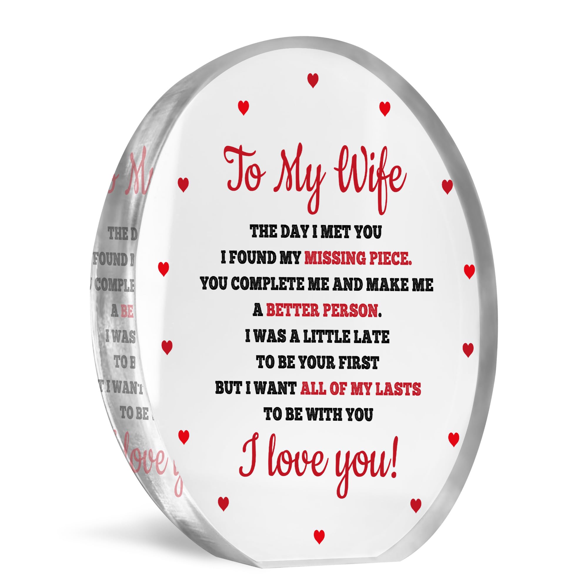 Red Ocean Wife Gifts, Wife Birthday Gifts, Christmas Valentines Gifts for Her, Anniversary Birthday Gifts for Wife, Acrylic Plaque Gift From Wife Romantic Gifts For Her Keepsake