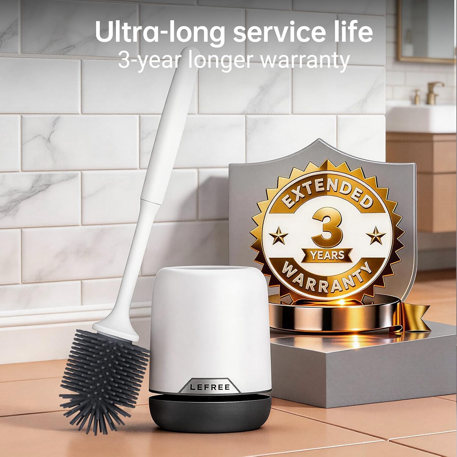 Lefree 2 Pack Silicone Toilet Brush,Rubber Toilet Bowl Brush and Holder Set with Ventilated Holder, Toilet Cleaner Brush for Bathroom,Floor Standing & Wall Mounted Toilet Scrubber Without Drilling