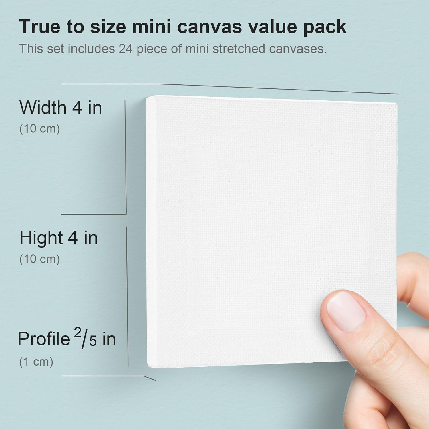 AUREUO Mini Stretched Canvas - 4x4 Inch/24 Pack - 2/6 Inch Profile Tiny Square Canvas Boards for Painting - Art Gift Set Bulk Pack Canvases for Acrylic Halloween Painting & Craft - Image 2