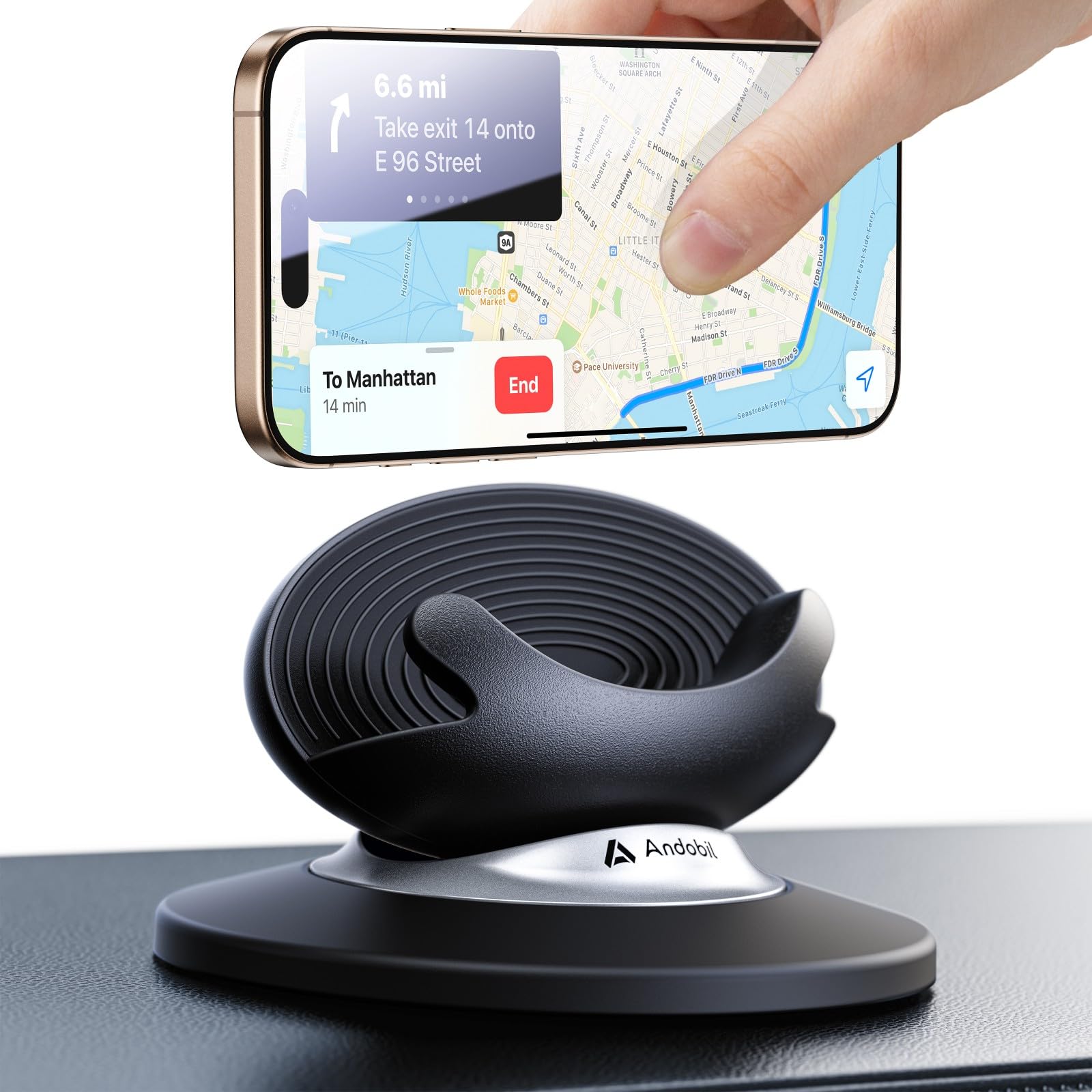 andobil Handyhalterung Auto [45° & 360° verstellbar] Handyhalterung Auto Armaturenbrett, [Einfache Installation & Bedienung] Handyhalter Auto für iPhone 17/16/15/14 Pro Max & Samsung S25, Graphit