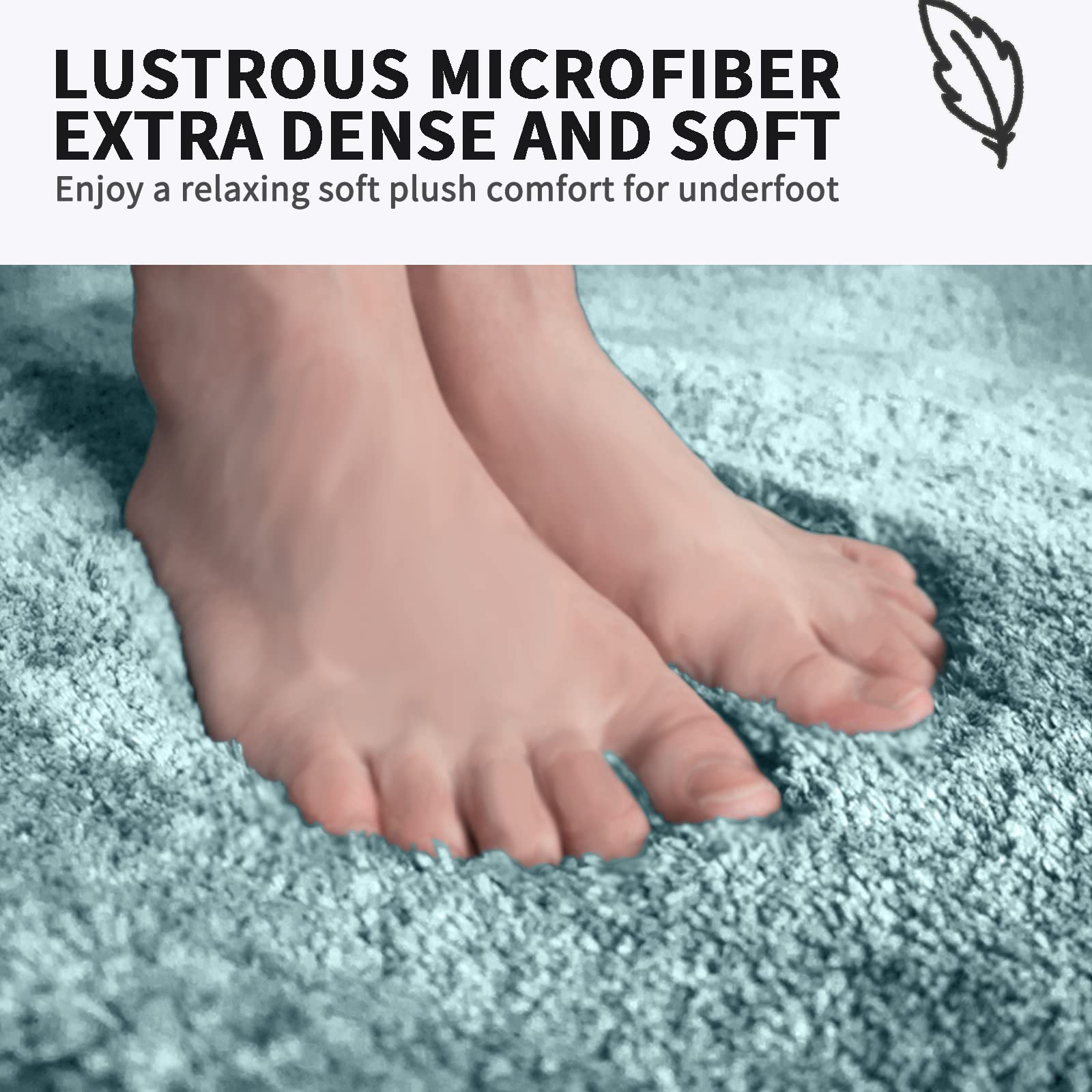 FIFU Bathroom Rug Mat Non Slip, Extra Soft and Absorbent Microfiber Bath Rugs, Plush Shaggy Bath Carpet Runner, Machine Washable, Bath Mats for Bathroom, Tub and Shower, 24x48 Inches Teal