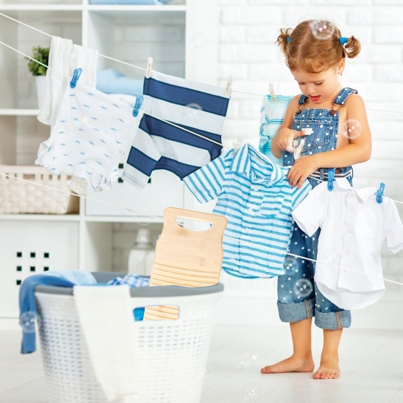 ifundom ASSE per Lavare i Panni in bambù Antiscivolo 50cm per Bucato | Asse per Lavare i Panni, Texture a , per Casa e Negozio, Lavaggio Manuale dei Capi