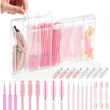 308 PCS Disposable Makeup Applicators Kit 100 Mascara Wands 50 Disposable Eyeliner Brushes 50 Dual Sided Eyeshadow Applicators 50 Micro Applicators 50 Lip Applicators 8 Hair Clips with 7 Grid Box