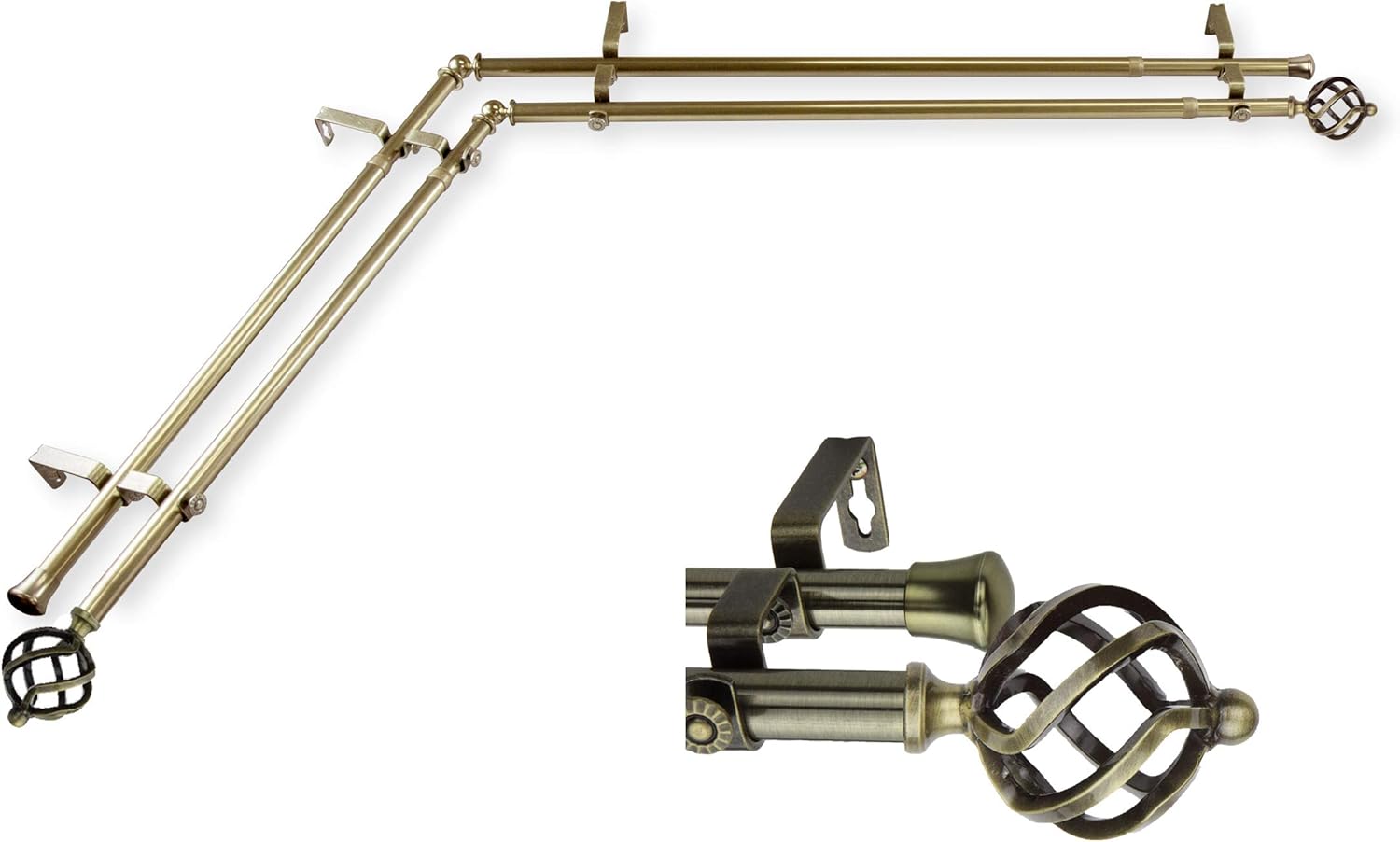 A&F Rod Décor Medusa Double Corner Window Curtain Rod 48