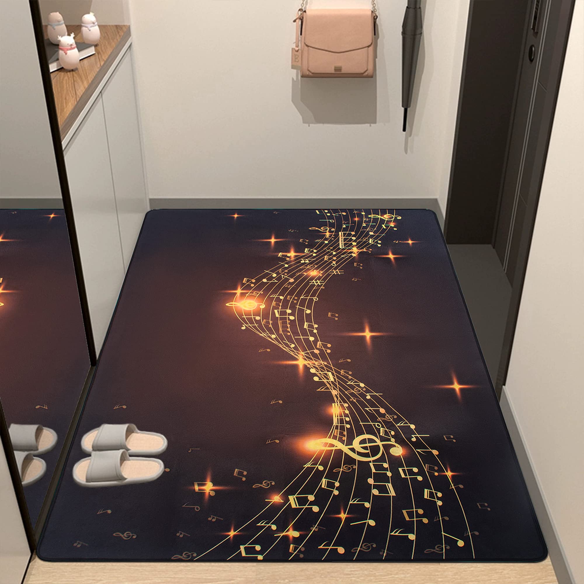OUUTMEE Tappeti per batteria Tappeto per percussioni, motivo musicale rettangolare professionale (122 x 182 cm)