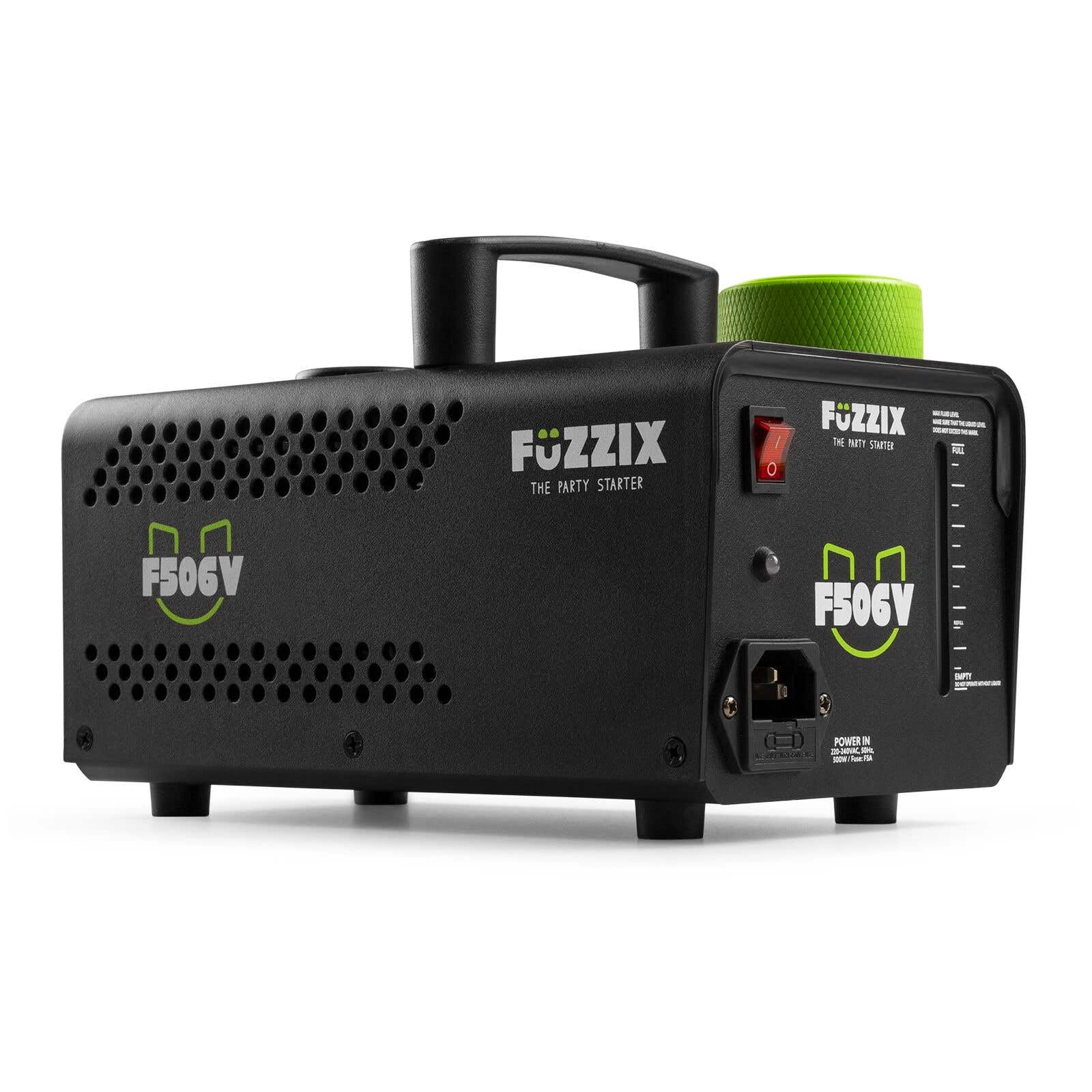 Fuzzix F506V - Vertikale Nebelmaschine mit RGB LEDs & Fernbedienung, inkl. 1 Liter Nebelfluid, 500W Mini Rauchmaschine mit 6 LED, kompakte Fog Machine mit Lichteffekten, Party Nebelmaschine Halloween