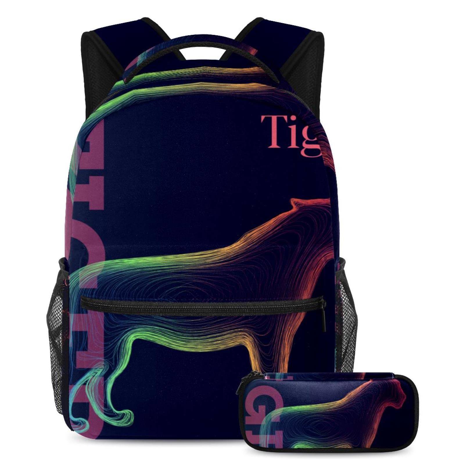 Cartable enfant multicolore avec trousse, sac à dos ergonomique pour soulager le dos des élèves