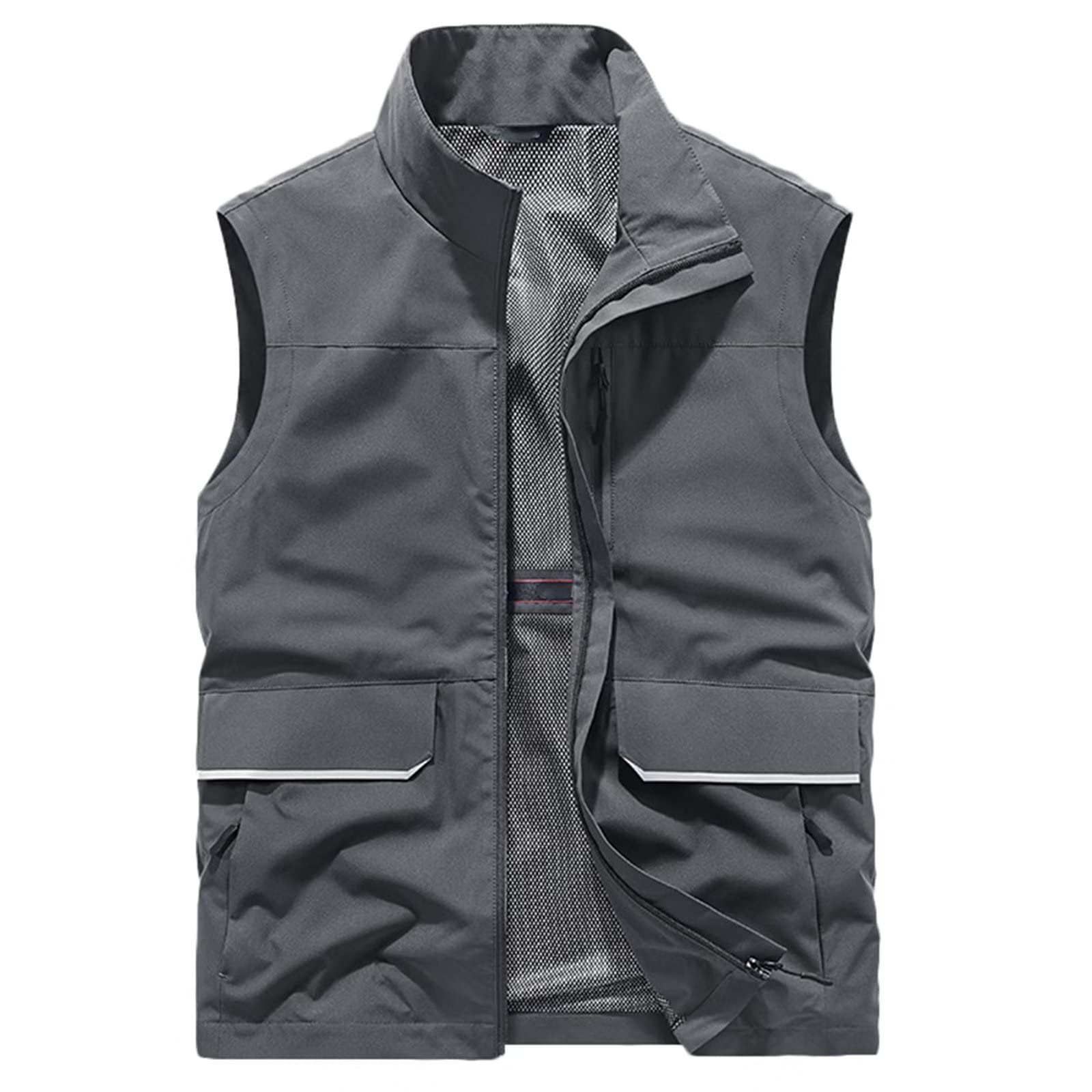Gilet da Lavoro Giubbotto Smanicato Respirabile Multi-Tasca Gilet Campeggio Fotografia Caccia Pesca Giacca Senza Maniche Impermeabile