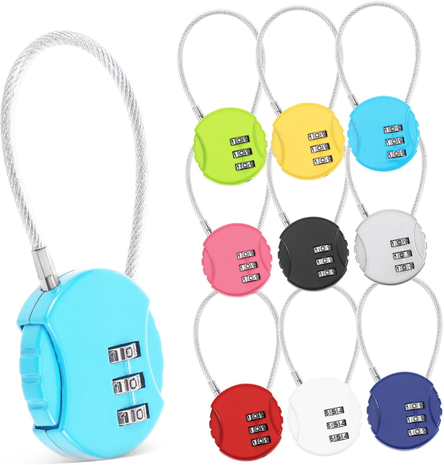 Padlocks Furniture Locks Lock Luggage Suitcase 10 Pcs Metal Travel Locks Password Protection for Suitcases Backpacks Carrying Rope