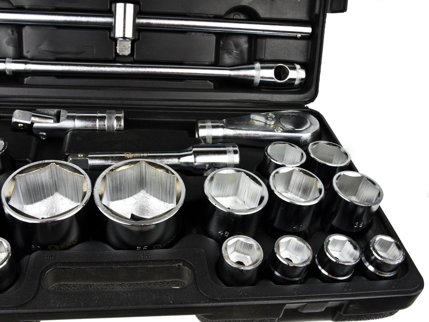 Geko G10115 - Set di chiavi a bussola a 6 punte, attacco 1/2", 21-65 mm, multicolore