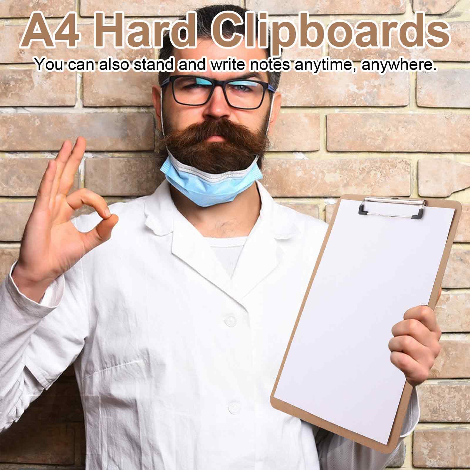 DAJAVE Lot de 30 planchettes à pince A4 en bois avec clip discret et trou de suspension pour bureau, travail, restaurant
