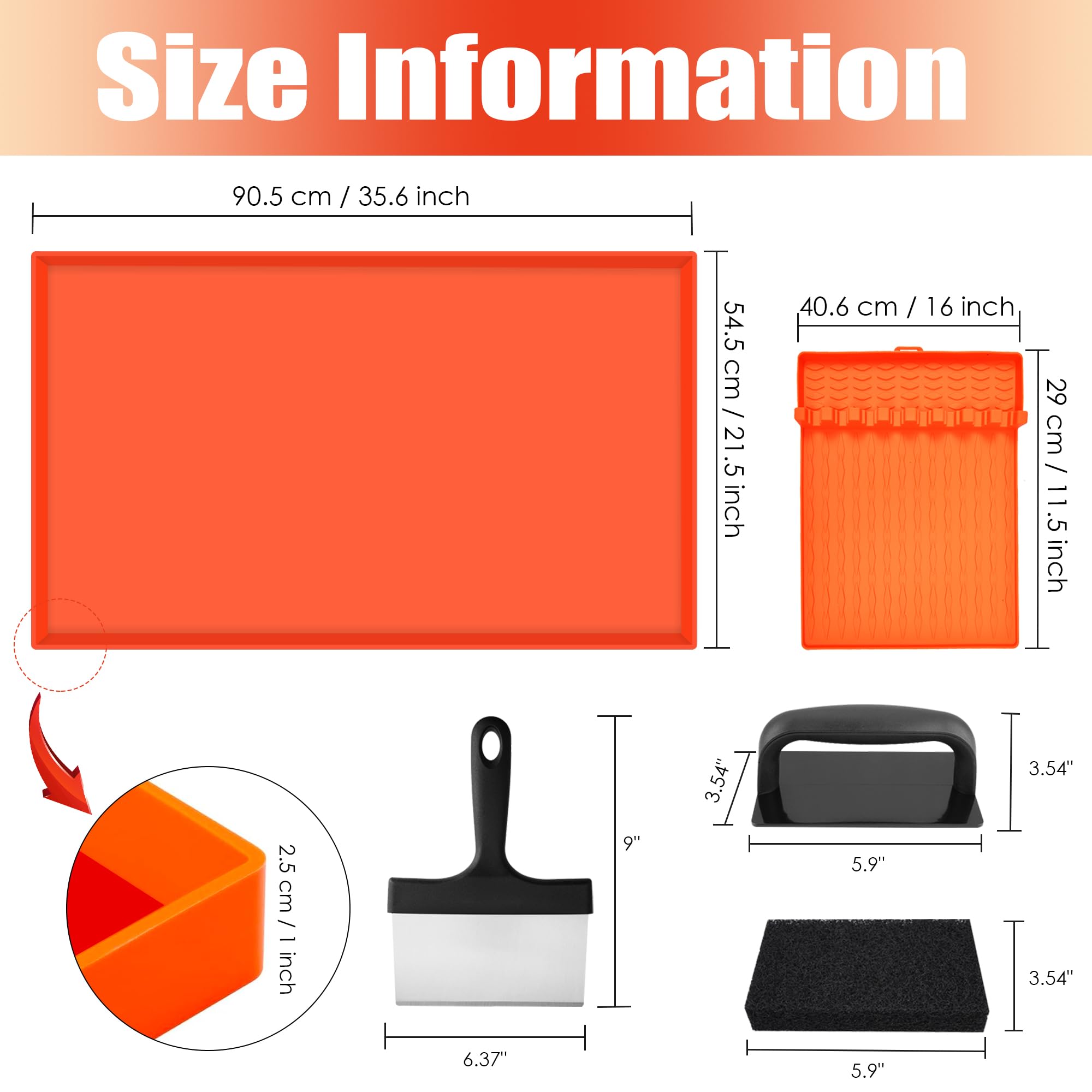 Nerien Silicone Griddle Cover & Griddle Cleaning Kit for Blackstone - 36 inch Griddle Cover, 16 inch Griddle Spatula Mat, 7 Pcs Griddle Cleaner, All Season Grill Accessories Set
