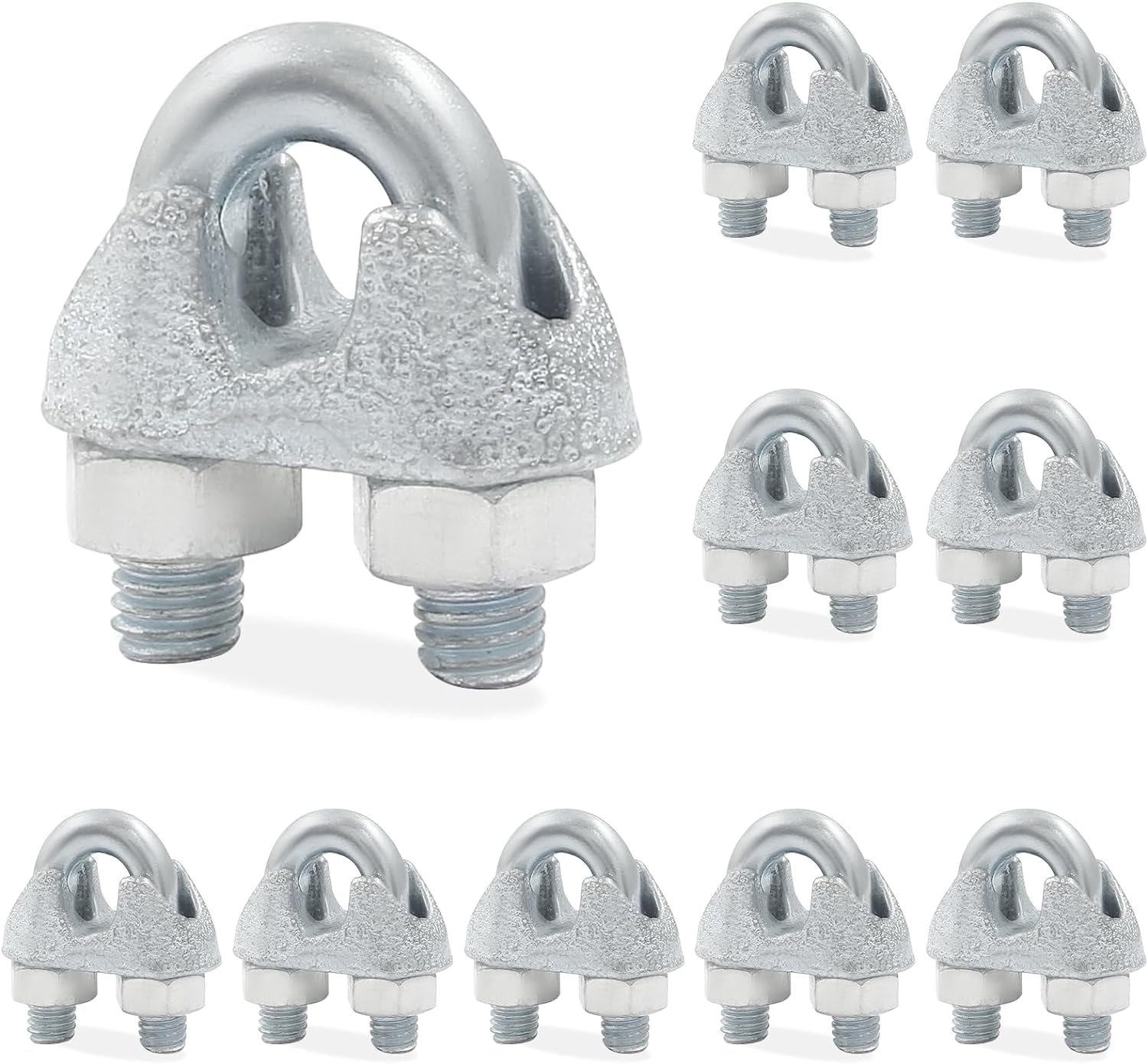 Sparesdeal Heavy Duty U Clamp Wire Rope Locks Clip Clamp Threaded U Bolt for Wire Loop, Rigging, Gym Wire Lock, Clamp Fastner, Cable Clips, Saddle Fastner (Pack of 2) (4 MM, G Iron)-picture-10