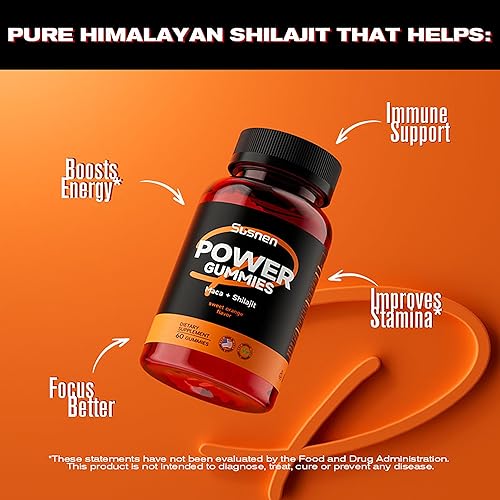 Miniatura 3 de Gomitas de poder, con maca y shilajit, gomitas de inositol, fortalecen el cuerpo y promueve la absorción, shilajit orgánico puro del Himalaya (60