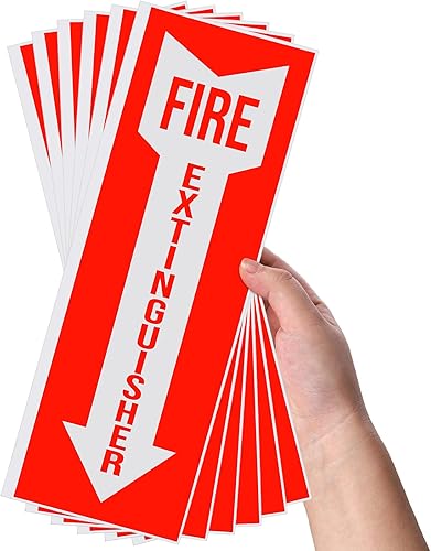 Miniatura 2 de Fasmov Paquete de 10 adhesivos para extintor de incendios en el interior, 5 x 4 pulgadas, rojo sobre blanco