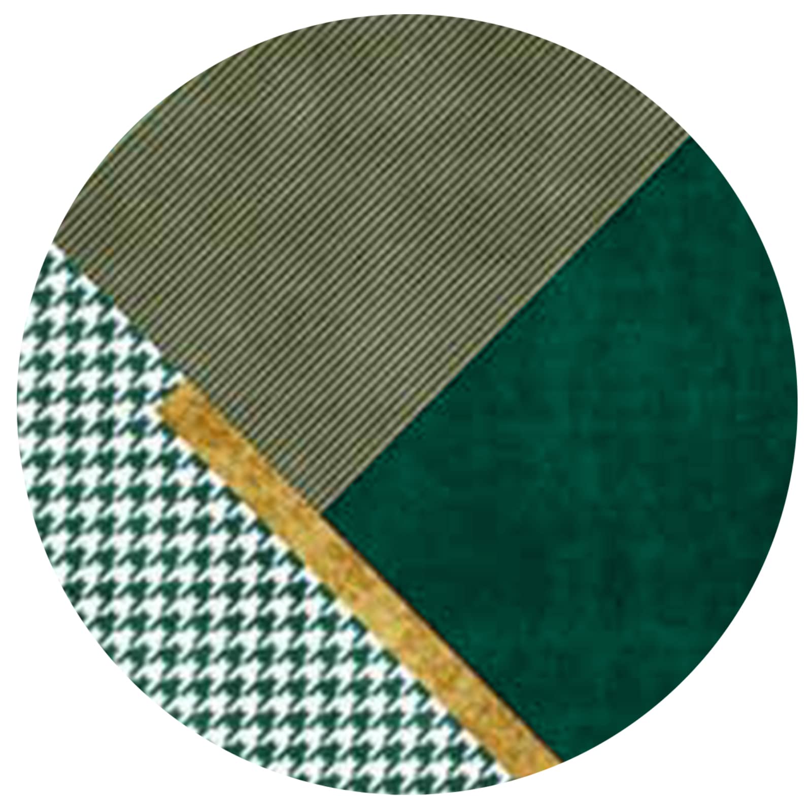 Designerski dywan, okrągły, z krótkim włosiem, nowoczesny, orientalny, klasyczny, z ornamentami, do salonu, sypialni, pokoju dziecięcego, szmaragdowo-złoty, czarny, geometryczny, okrągły, Ø 200 cm