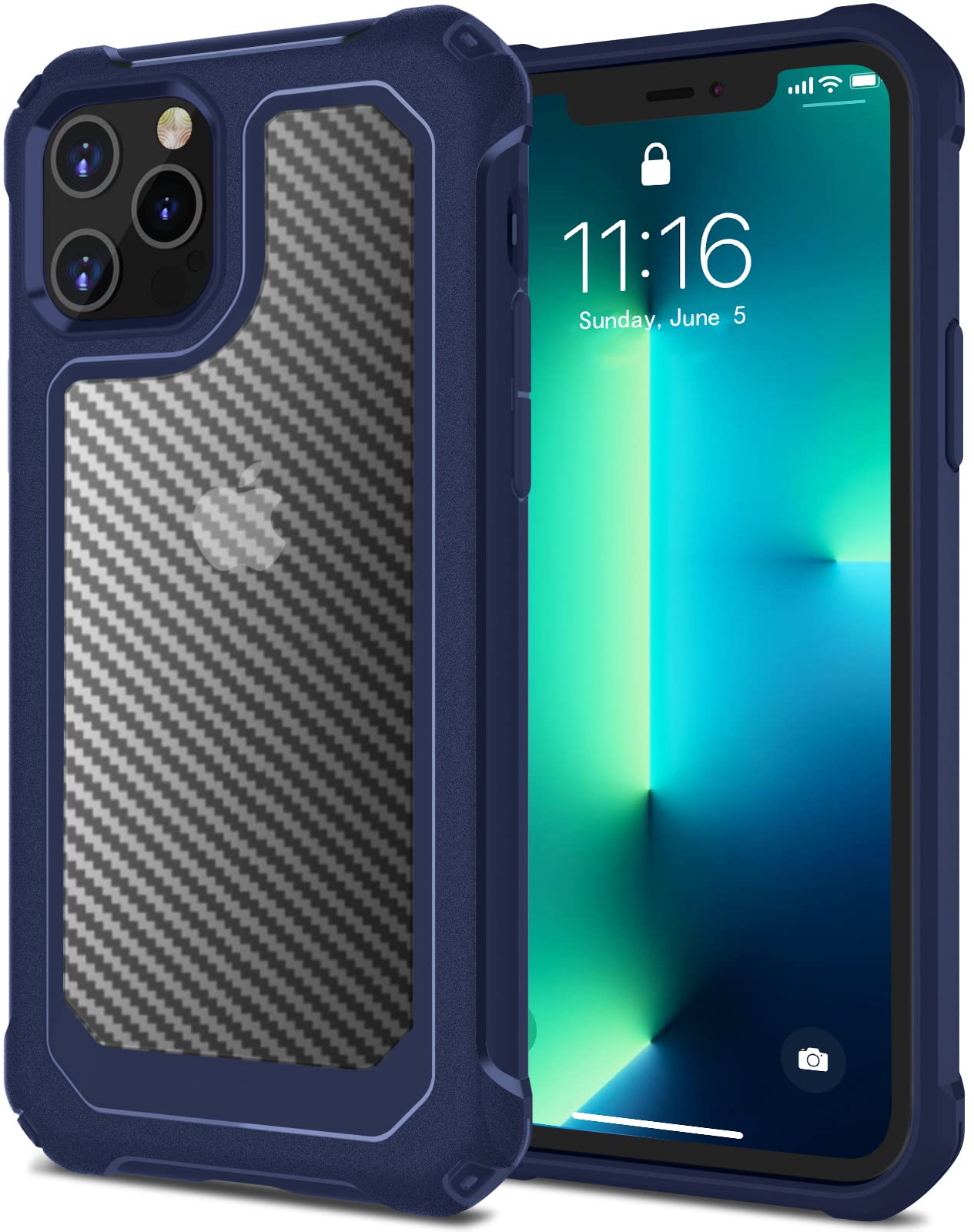 ATUAT Designed for iPhone 13 Pro Case, Military-Grade Drop Protection Cover, Soft Bumper & Hard Back, Scratch Resistant, Protective Phone Case, 6.1 inch,Navy Blue