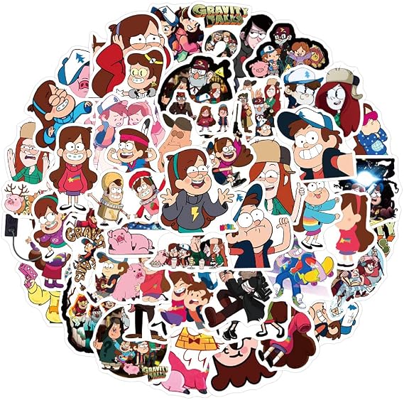 50 Pcs Cute Gravity Falls Stickers for Laptop Bumper Skateboard Water Bottles Computer Phone Guitar Cartoon Stickers for Kids Teens Adults